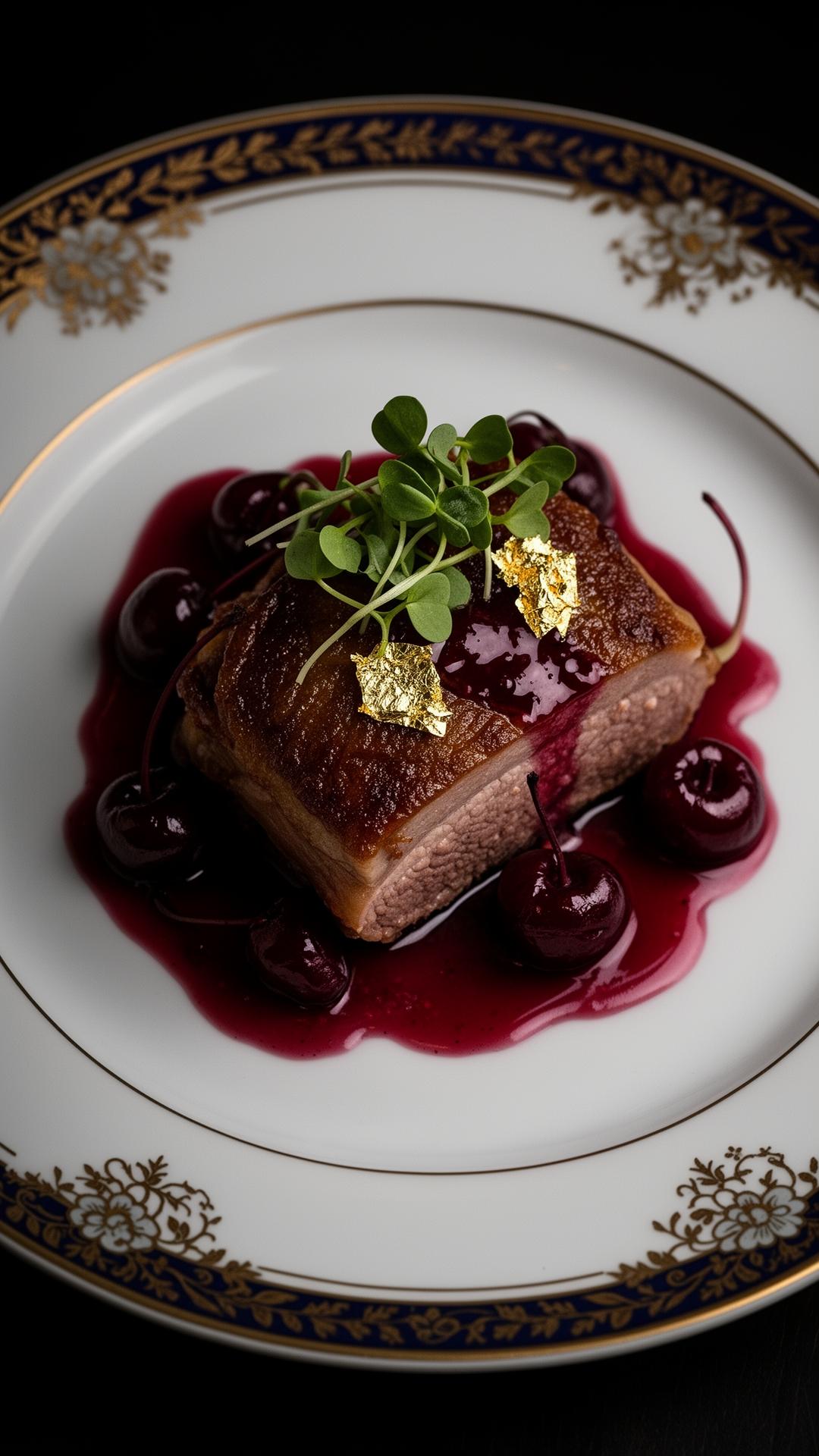 Canard à la cerise — plat signature